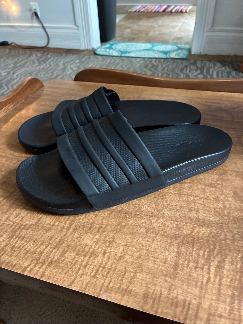 ADIDAS Black Slide Sandals with Padded Strap